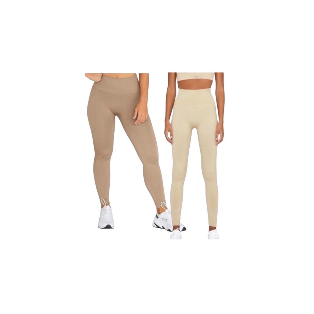 Set Active Sculptflex High Waisted Seamless Leggings Bundle Yellow and Tan‎ XS
